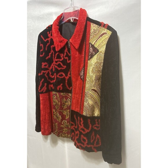 Julia Kim Womens Large Artsy Block Patchwork Rayon Jacket - Picture 7 of 13